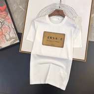 N0GXI 2VERSACE907 Summer New Style T-Shirt Round Neck Pure Cotton Letter Printing Short Sleeve Europ