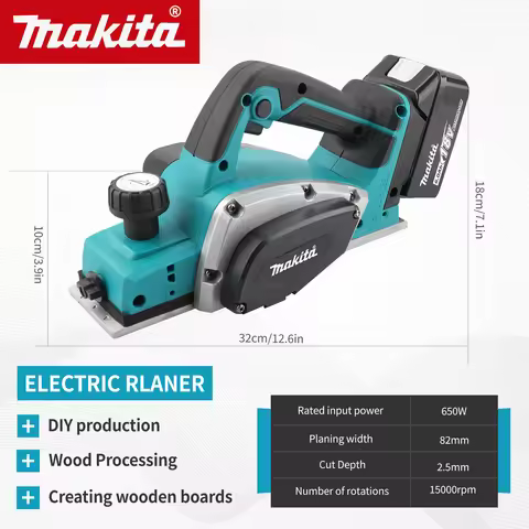 NEW 2026 Makita DKP180 Electric Planer 82mm Planing Width 650W Power 15000RPM 2.5mm Cutting Depth Er