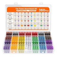 [Lapurer]360pcs Fuse Assortment Kit160 Mini Blade Fuses + 90 Standard Fuses + 50 Micro Fuse + 60 Mic