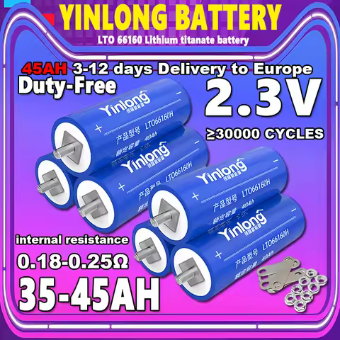 yinlong 2.3v 35AH 40AH 45ah Lithium titanate lto 66160 Battery 10c DIY 12V 24V 48V Electric Boat Sol