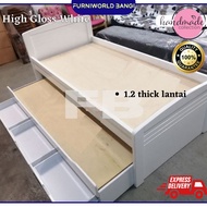 Full Solid Single Bed with pull out and drawers Katil 3 Tingkat Laci Tilam Single