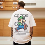 Fashion Anime T Shirt Men Super Mario Tshirt M-5XL Oversize T Shirt Round Neck Baggy Anime Tshirt Bi