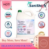 SaniShark 5L / 5 Litre 75% Alcohol + 1% Chlorhexidine (CHG) Hand Sanitizer Liquid Type *READY STOCK*