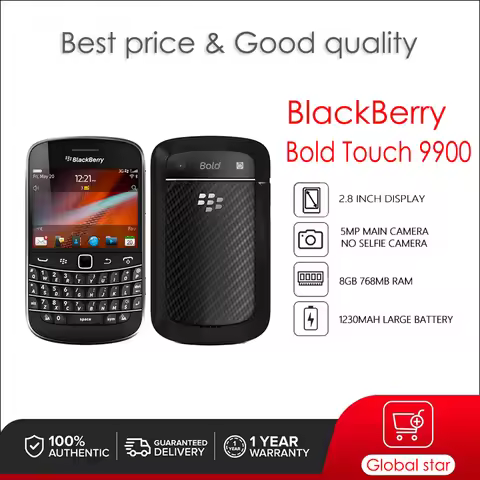 BlackBerry Bold Touch 9900 Original Unlocked Cellphone 8GB 768MB RAM 5MP Camera with English or Arab