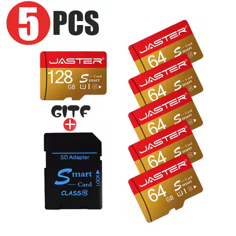 NEW 5PCS Gold TF Card Class10 128GB 256GB cartao de memoria 32GB 64GB 16G SD Card 8G 4G 2G Flash Mem