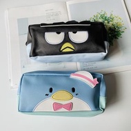 日本 kuromi 新款 三麗家企鵝大容量單層筆袋刺繡貼佈化妝袋 筆袋 可放間尺