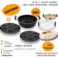 OXFORD Multikadai Idly Idli Maker /Steamer Pot /Non Stick Pot/ Cookware Multipurpose 3 in 1/ 2 types/ 10 Idly &amp; 14 Idly