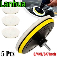 LANHUA 5Pcs Car Polishing Pad Set, 3/4/5/6/7 inch Flocking Car Waxing Sponge Disk, Portable T-shape 