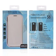 4200mah Backup External Battery Charger Case with leather For Samsung Galaxy S6 Rechargeable Power B