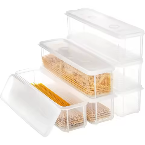 4 Pcs Airtight Food Storage Containers Transparent Pasta Keepers With Lids For Kitchen Organization 