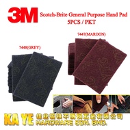 3M 7447/7448  Scotch-Brite General Purpose Hand Pad (MAROON/GREY) 5PCS/PKT