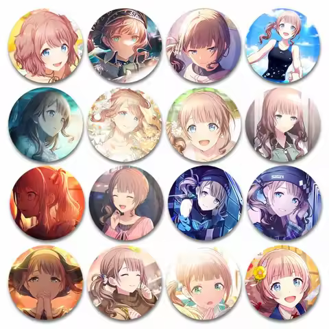 Mochizuki Honami Leo/need Badge Cute Creative Anime Lapel Pin Round Snap-in Button Brooches Bag Hat 