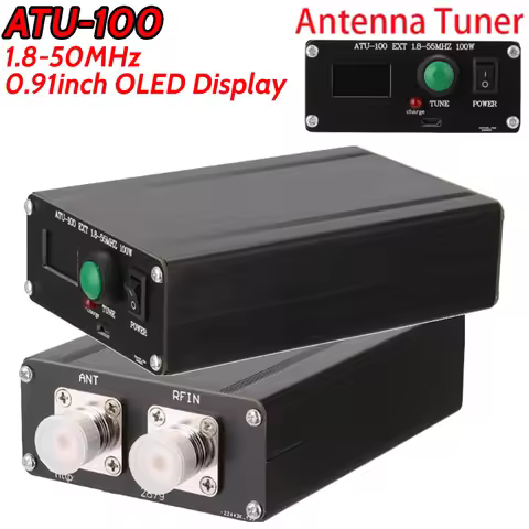 ATU-100 1.8-50MHz Antenna Tuner 0.91inch OLED Display by N7DDC 7x7 Automatic Antenna Tuner Metal Out