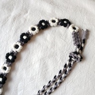 可調節法式編織小花手機掛繩 背繩