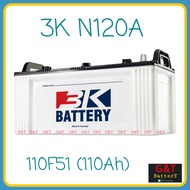 3K N120A (110F51) DRY CHARGED แบตเตอรี่รถยนต์ 110Ah แบตรถบรรทุก รถบัส รถทัวร์