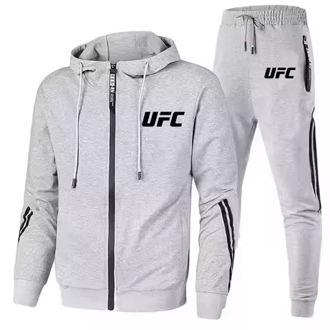 New Men's Casual Sportswear Set, Fashionable UFC Pants and Jackets, Printed Outdoor Motorcycle Comfo