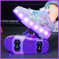 Heelys Shoes Girls 2024 Autumn New Childrens Sports Roller Shoes Lighted Princess Skates Four Wheels