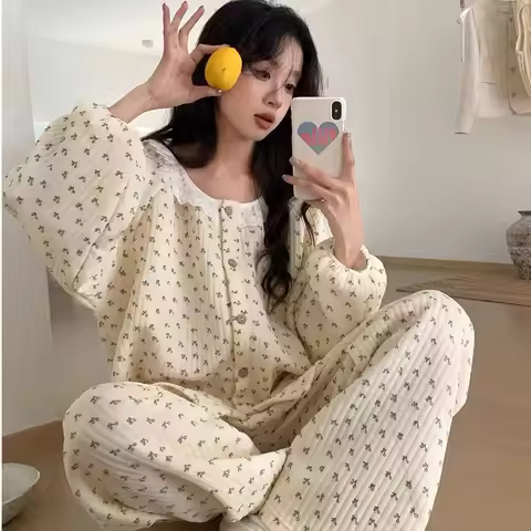 Pajama New Women Simple Loose Pajama 2pcs/set Lady Comfortable Solid Colour Loungewear Pajama Girl C