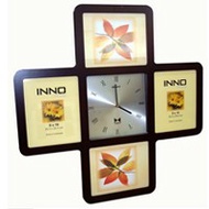 Inno Foto (06473) Cross Clock 10x10 w/ (2)8x10, (2)10x8 Black Pigura Frame Photo Frame
