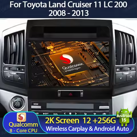 Android 15 Car Radio For Toyota Land Cruiser 11 LC 200 2008 - 2013 QLED Multimedia Stereo Video Play