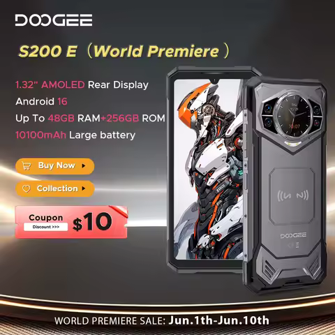 World Premiere DOOGEE S200E 5G Rugged Phone 1.32" Rear Display 10100mAh 48GB RAM (8GB+40GB) 256GB RO