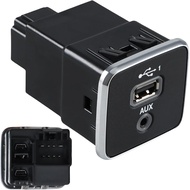 Front Center Console USB AUX Charging Port Socket Auxiliary Round Port With USB Compatible with 2019