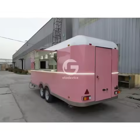Customized 5.5m Fully Equipped Double Color Mobile Food Truck Van Unique Food Trailer For Fast Food