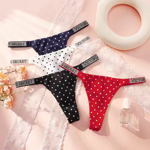 VS Panties Set Breathable Cotton Hipster Underwear Thong Hipster Seamless Victoria Secret Women Polk