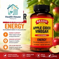 Bragg Energy Apple Cider Vinegar Capsules with Vitamin B Complex - Energy Support & Metabolism Healt