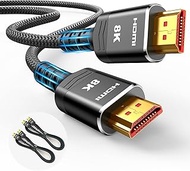 Highwings 8K HDMI Cable 2-Pack 6.6FT,Slim Ultra High Speed HDMI Braided Cord-48Gbps,8K@60Hz,4K@120 144Hz,HDCP 2.2&amp;2.3,eARC,Dynamic HDR 10,DTS:X,RTX 3090,Dolby,Compatible Roku TV/HDTV/PS5/Blu-ray