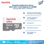 Sandisk 64GB Ultra Micro Sdxc Uhs-I Card (Speed to 48MB) | SDSQUNB-064G-GN3MN | Shockproof | Tempera