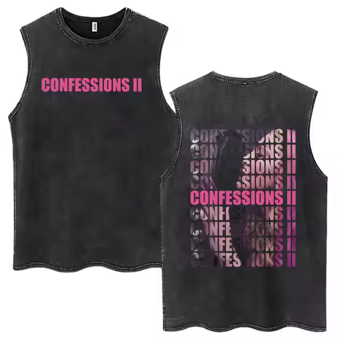 Madonna CONFESSIONS II Album Tour 2026 Print Vintage Washed Vest Tshirt Men Women Oversized Fashion 