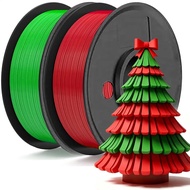 Red & Green PLA 3D Printer 1.75mm Filament Bundle for 3D Printing, 2 Spools 250g Each