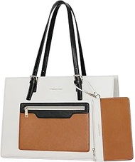 Maelstrom Leather Tote Bag, Laptop Bag for Women, Waterproof Briefcase with Clutch Bag, Work Handbag