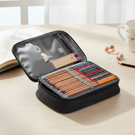 Universal zipper closure pencil box for teenagers, large 2-compartment design, holds 24 pencils.  Ko