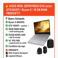 🔥 [USED] ASUS ROG Zephyrus G14 | GTX 1650Ti | Ryzen 5 | 16GB RAM | 512GB SSD | RGB | FREEGIFT