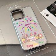 case for iphone xr 11 12 13 14 15 16 pro max plus air back cover happy new year pattern mirror patte