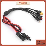 YUJINX  Panel Extension Cable, 4 in 1 1m Length  Wire, Connector 30A MC4 to DC5521 7909 XT60 Female 