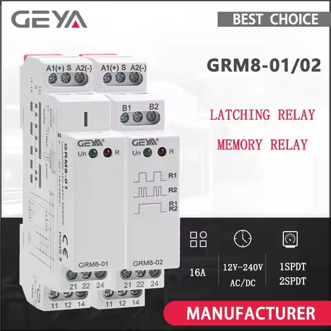 GEYA GRM8 Din Rail Electronic Latching Relay Memory Relay Impulse Relay SPDT 16A Step Relay AC230V O