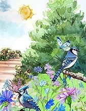 Composition Notebook Journal: Lined Wide Ruled Notebook For Women Men Kids (Springtime Blue Jays) 8.