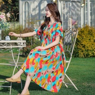 Moms Cotton Silk Dress With Pockets Large Size Middle-aged And Elderly Womens Summer Dress Covers Be