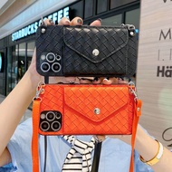 Diagonal Lanyard Braided Pattern Wallet Phone Case Cover OPPO A9 A5 2020 A31 A72 A73 5G AX5 AX7Pro P