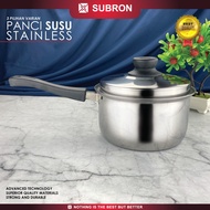 SUBRON Panci Susu 20cm Tutup Stainless Tinggi Masak Sup Soup Mie Instan Handel Plastik.