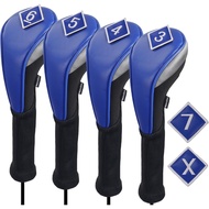 Andux PU Golf Hybrid Club Head Covers with Dial No. Tag Long Neck 4pcs/Set CTMT-04