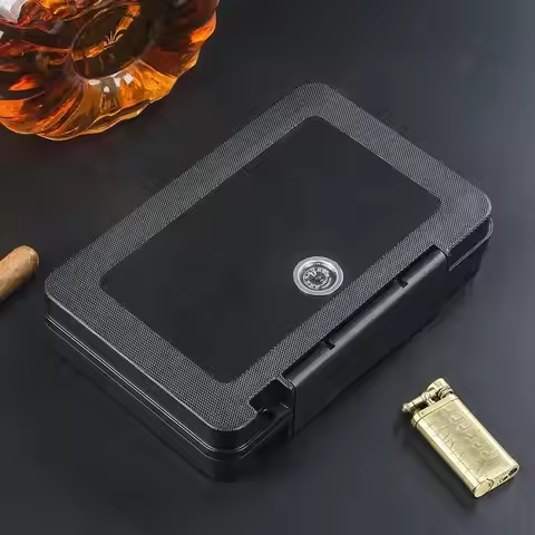 Portable Cigar Humidor Box With Hygrometer And Humidifier ABS Travel Cigar Case Storage For 5 Cigars