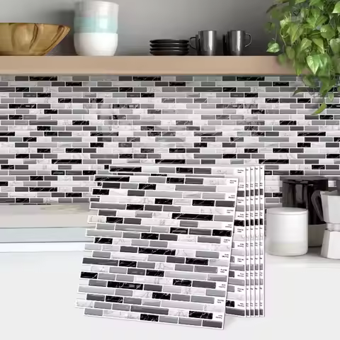 Imitation Tiles Marble Wallpaper Self-adhesive Crystal PU Glue Wall Sticker Refurbished Three-dimens