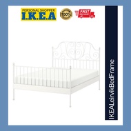 IKEA Leirvik Bed Frame White Queen King Floral Pattern Princess Katil Besi Putih