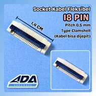Flexible Cable Connector Socket 18 Pin FFC Pitch 0.5MM Clamshell Flip Cover
