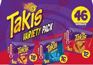 預購**新產品*Takis Variety Pack Rolled Tortilla Chips, 辣椒酸綜合口味玉米片 46包(每包1oz)