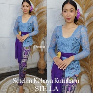 doOob Setelan Kebaya Brokat Stella dan Rok Kamen Songket Batik Free Selendang Pengantin Pesta Wisuda